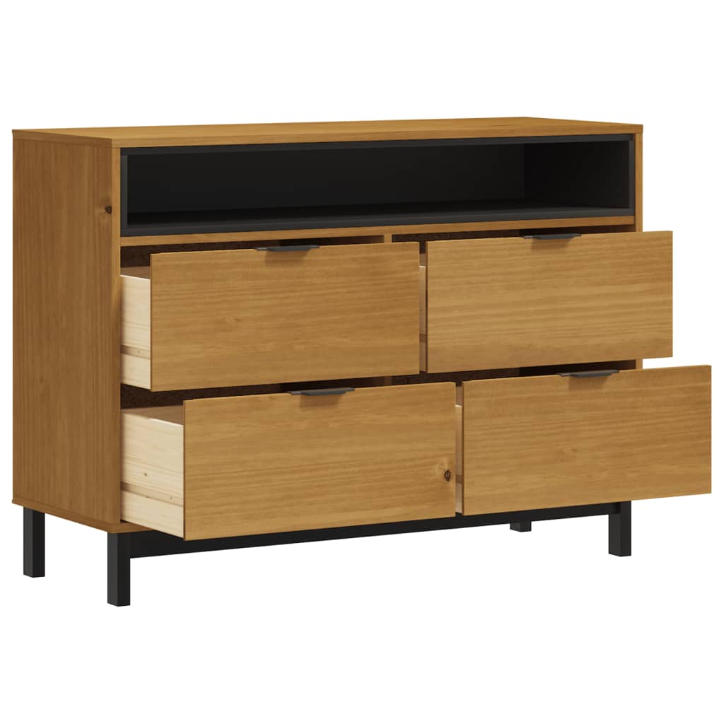 Drawer Cabinet FLAM 110x40x80 cm Solid Wood Pine - OLBRIT
