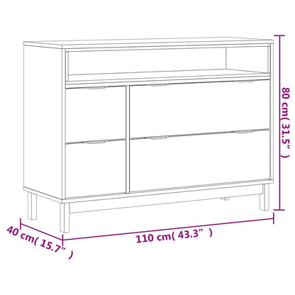 Drawer Cabinet FLAM 110x40x80 cm Solid Wood Pine - OLBRIT