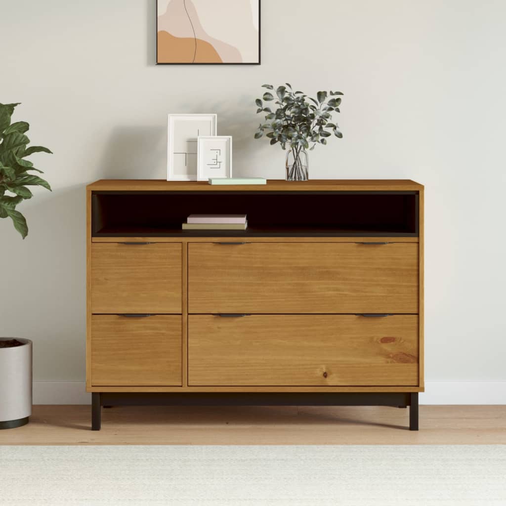Drawer Cabinet FLAM 110x40x80 cm Solid Wood Pine - OLBRIT