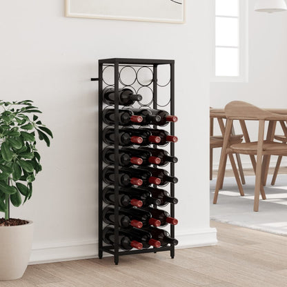 vidaXL Wine Rack for 27 Bottles Black 34x18x100 cm Wrought Iron - OLBRIT