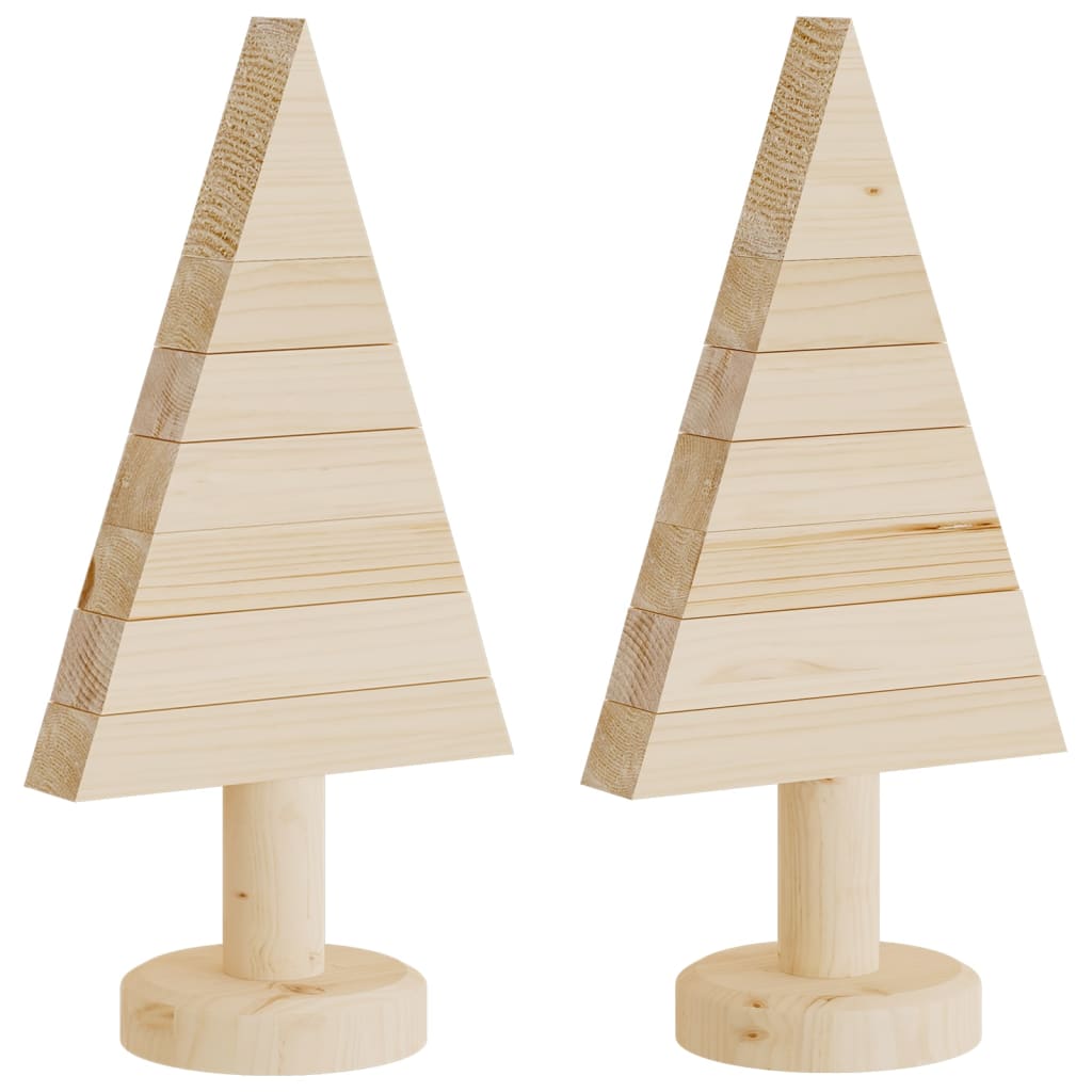 Wooden Christmas Trees for Decoration 2 pcs 30 cm Solid Wood Pine - OLBRIT
