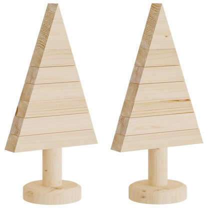 Wooden Christmas Trees for Decoration 2 pcs 30 cm Solid Wood Pine - OLBRIT