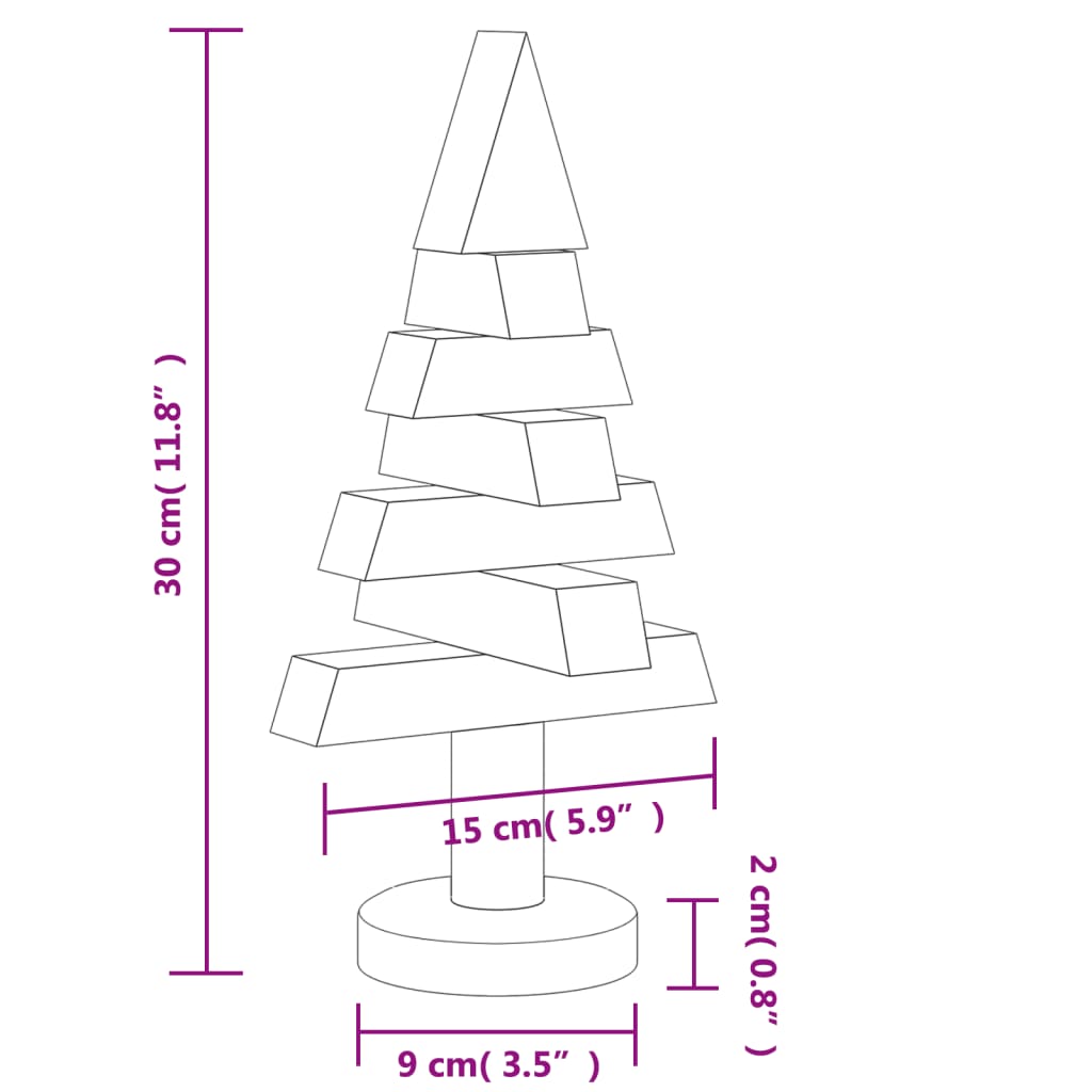 Wooden Christmas Trees for Decoration 2 pcs 30 cm Solid Wood Pine - OLBRIT