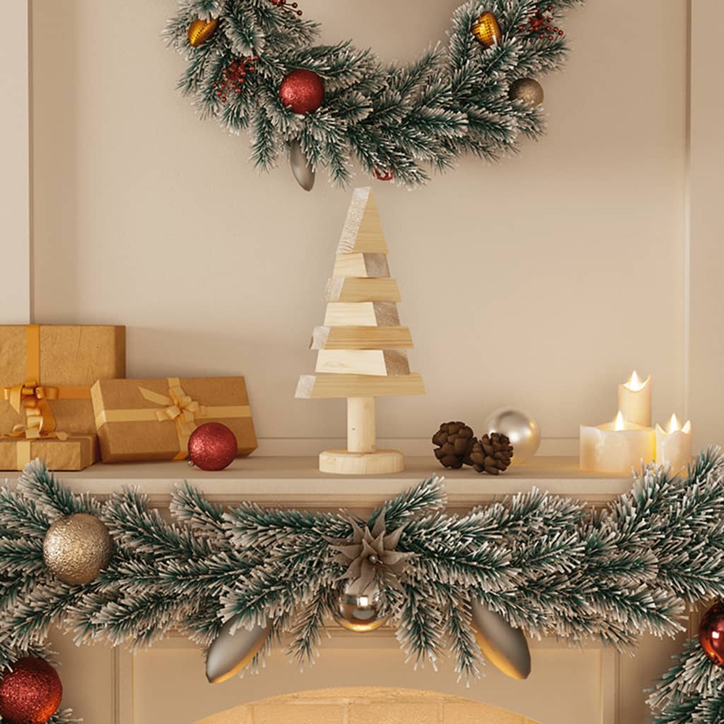 Wooden Christmas Trees for Decoration 2 pcs 30 cm Solid Wood Pine - OLBRIT