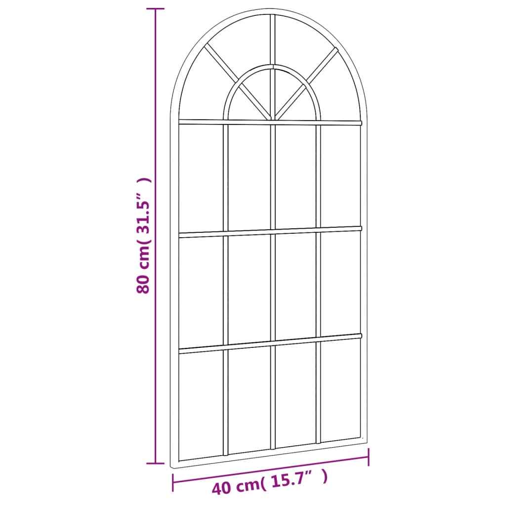 Wall Mirror Black 40x80 cm Arch Iron - OLBRIT