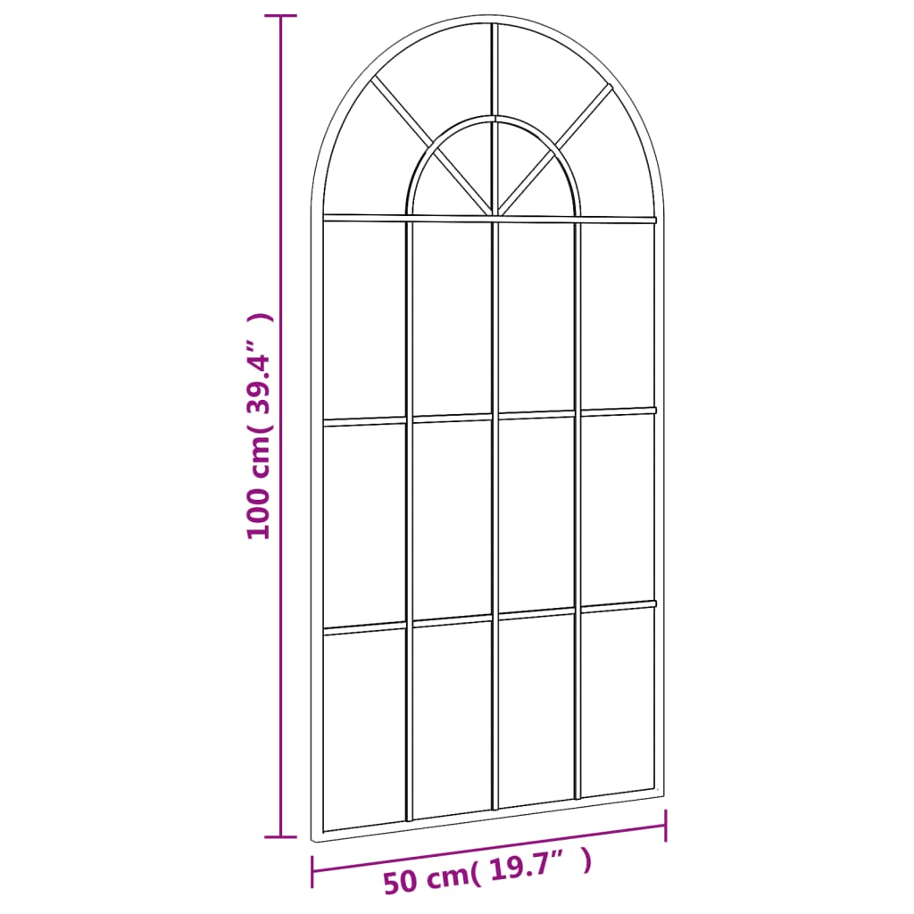 Wall Mirror Black 50x100 cm Arch Iron - OLBRIT