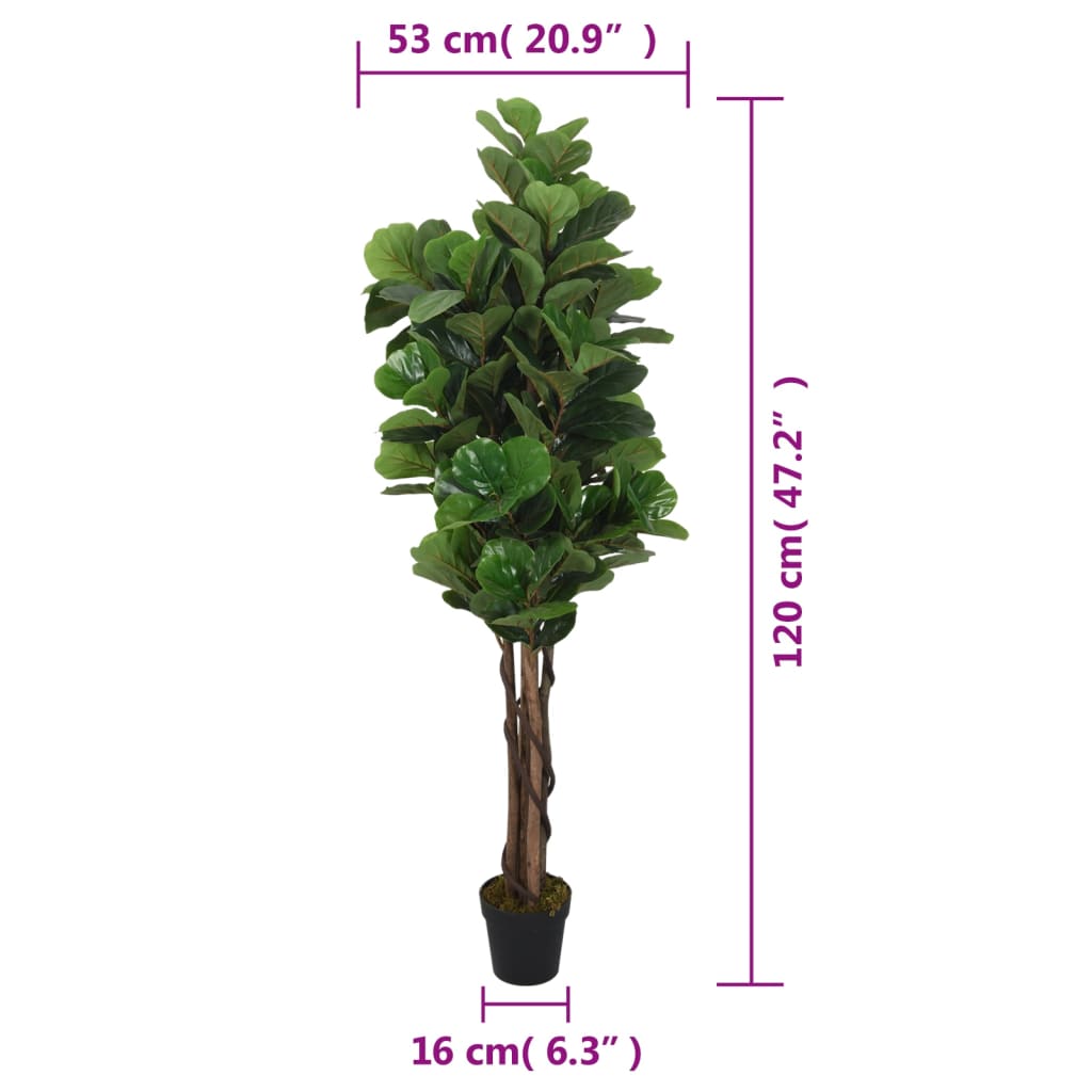 Artificial Fiddle Leaf Fig Tree 134 Leaves 120 cm Green - OLBRIT