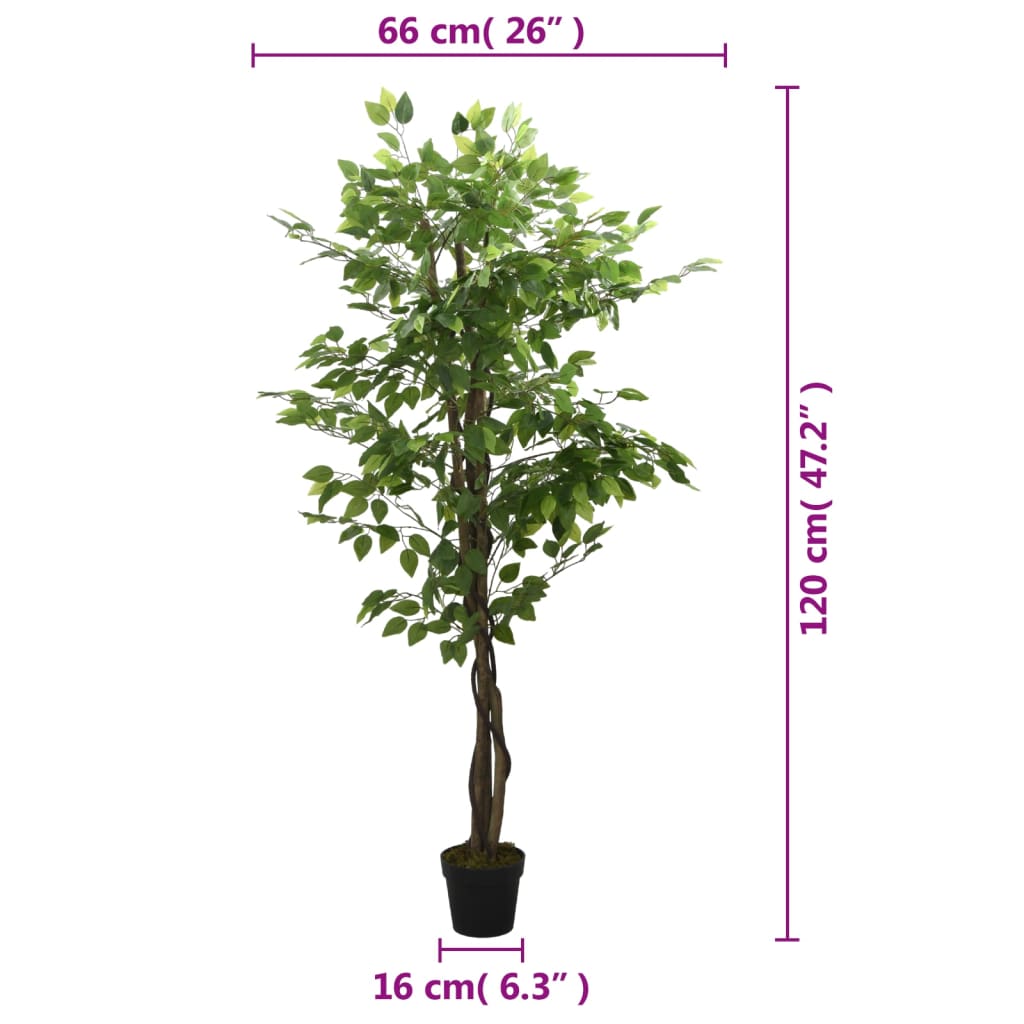 Artificial Ficus Tree 630 Leaves 120 cm Green - OLBRIT