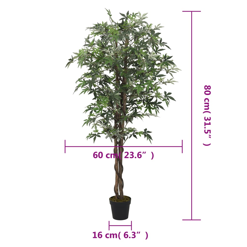 Artificial Maple Tree 224 Leaves 80 cm Green - OLBRIT