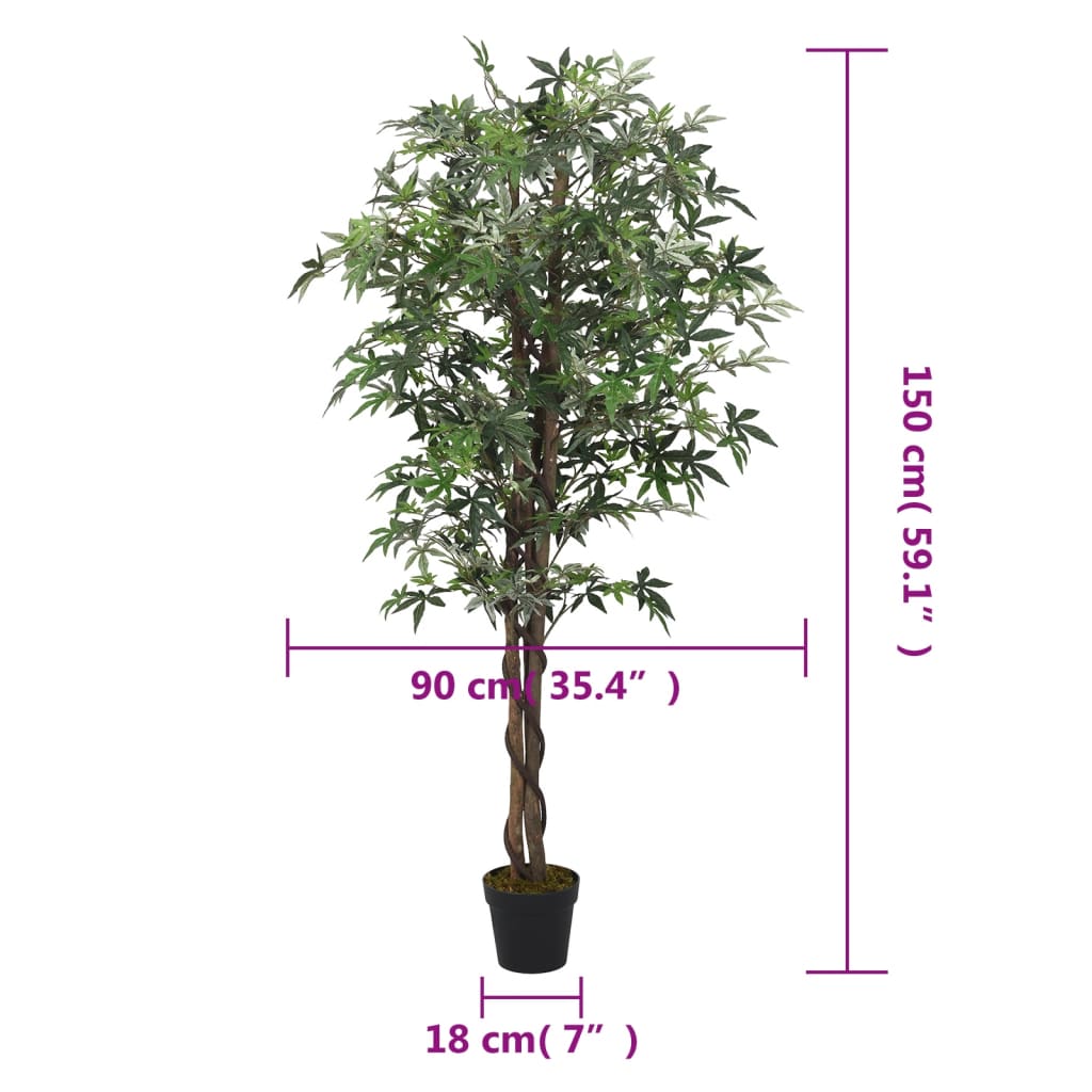 Artificial Maple Tree 504 Leaves 150 cm Green - OLBRIT