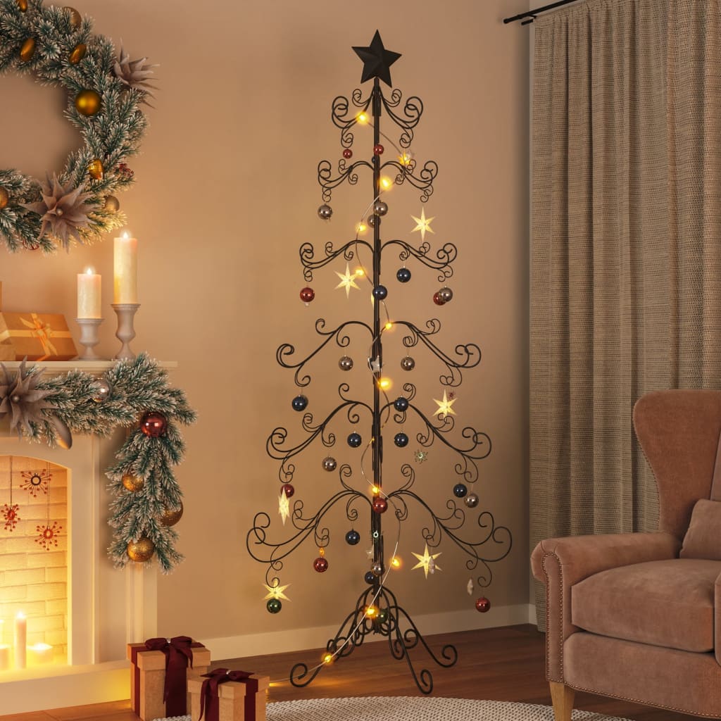 Metal Christmas Tree for Decoration Black 215 cm - OLBRIT