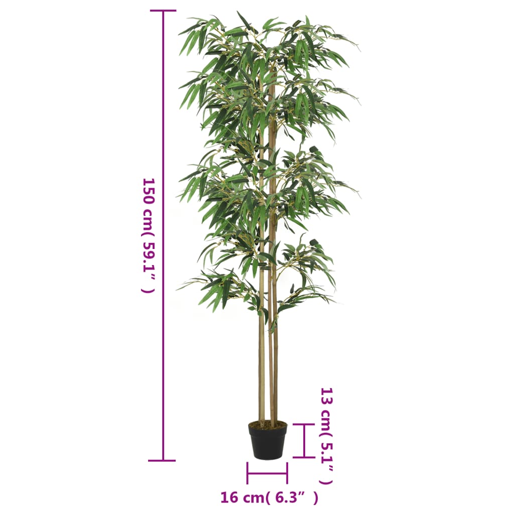 Artificial Bamboo Tree 988 Leaves 150 cm Green - OLBRIT