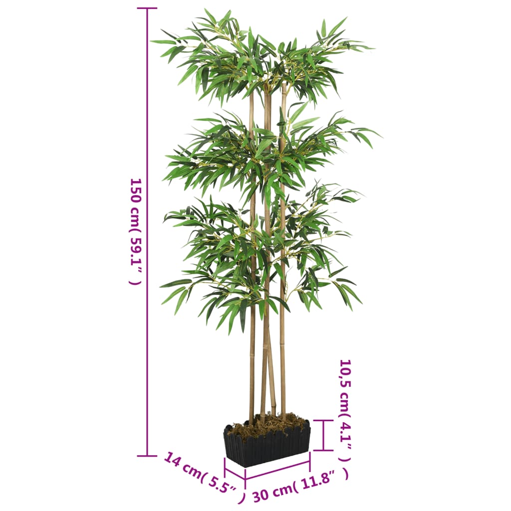 Artificial Bamboo Tree 988 Leaves 150 cm Green - OLBRIT