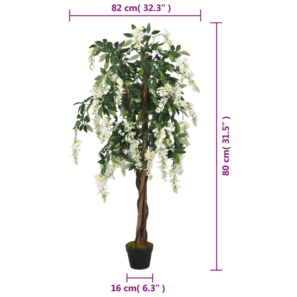 Artificial Wisteria Tree 80 cm Green and White - OLBRIT