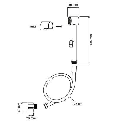 Basin Hand Shower Set with Wall Bracket and Shower Hose White - OLBRIT