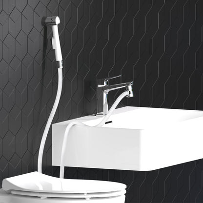 Basin Hand Shower Set with Wall Bracket and Shower Hose White - OLBRIT
