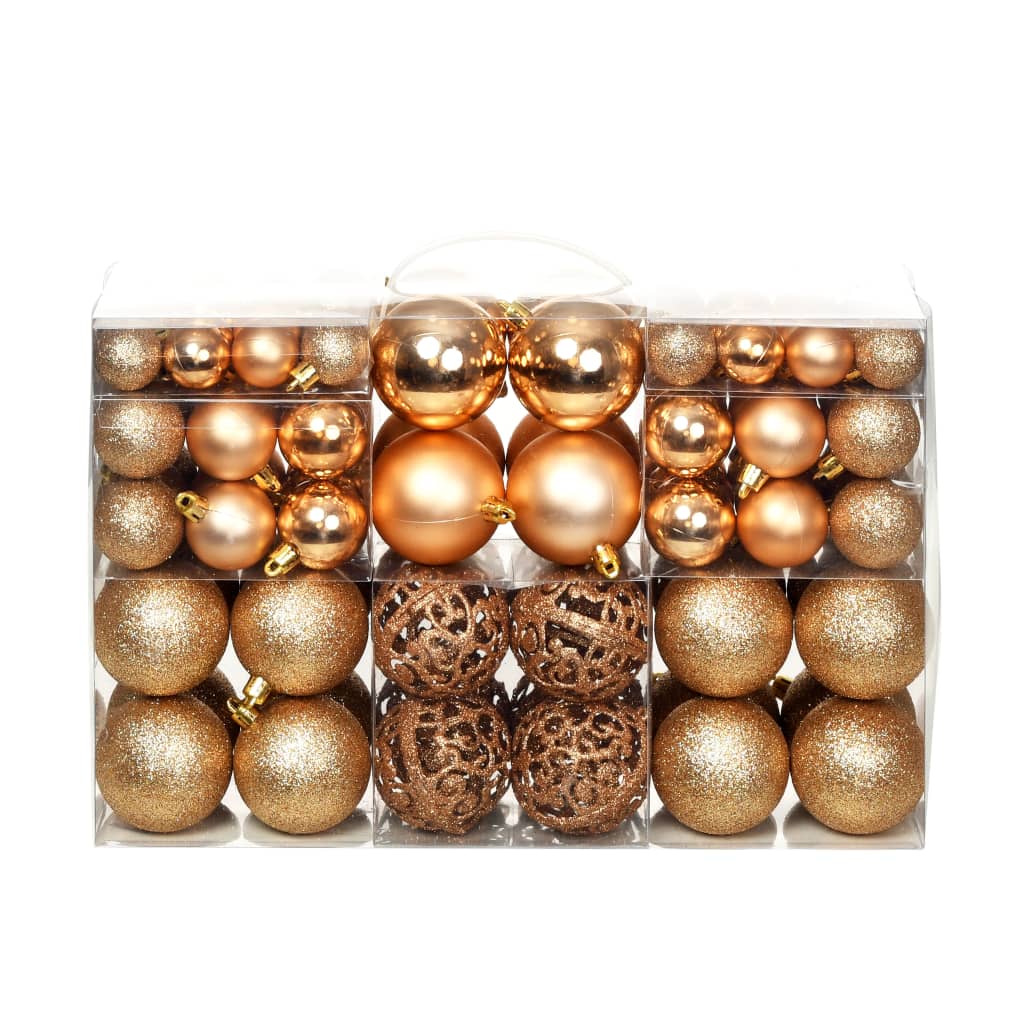 100 Piece Christmas Ball Set 3/4/6 cm Rose/Gold - OLBRIT