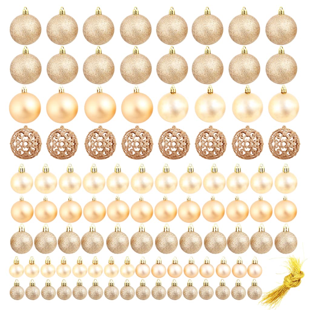 100 Piece Christmas Ball Set 3/4/6 cm Rose/Gold - OLBRIT