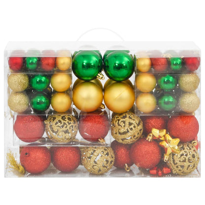 112 Piece Christmas Bauble Set Red / Green / Gold Polystyrene - OLBRIT