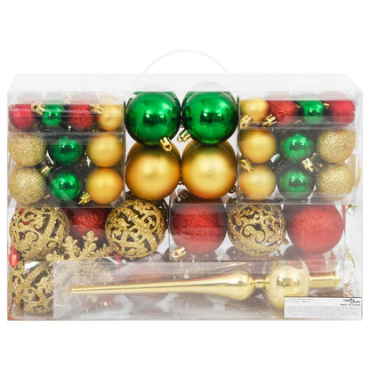 112 Piece Christmas Bauble Set Red / Green / Gold Polystyrene - OLBRIT