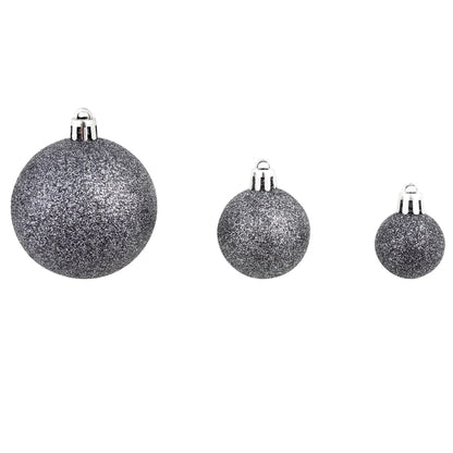 100 Piece Christmas Ball Set 3/4/6 cm White/Grey - OLBRIT