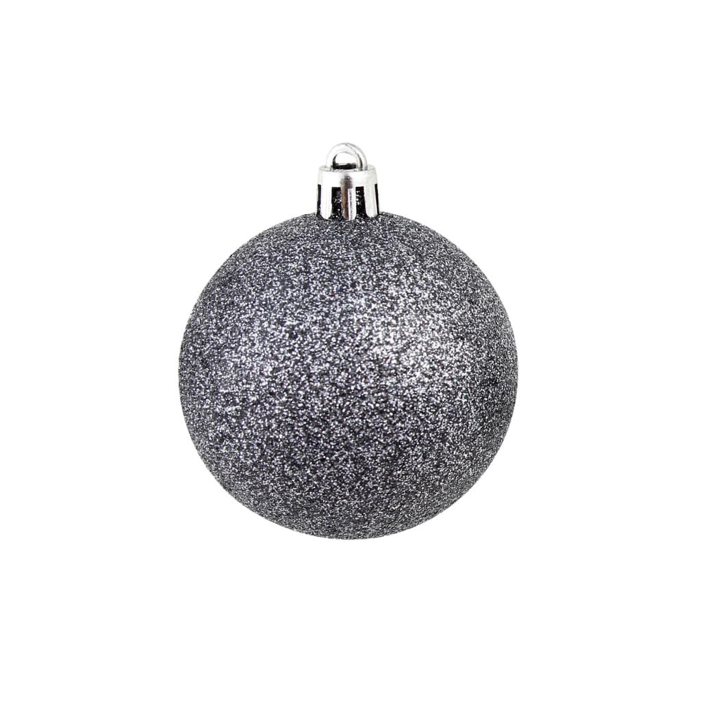 100 Piece Christmas Ball Set 3/4/6 cm White/Grey - OLBRIT
