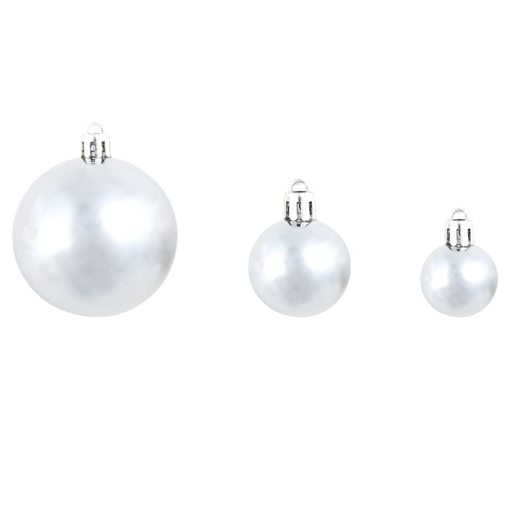100 Piece Christmas Ball Set 3/4/6 cm White/Grey - OLBRIT