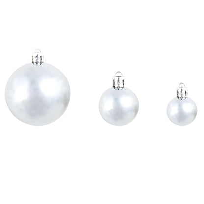 100 Piece Christmas Ball Set 3/4/6 cm White/Grey - OLBRIT