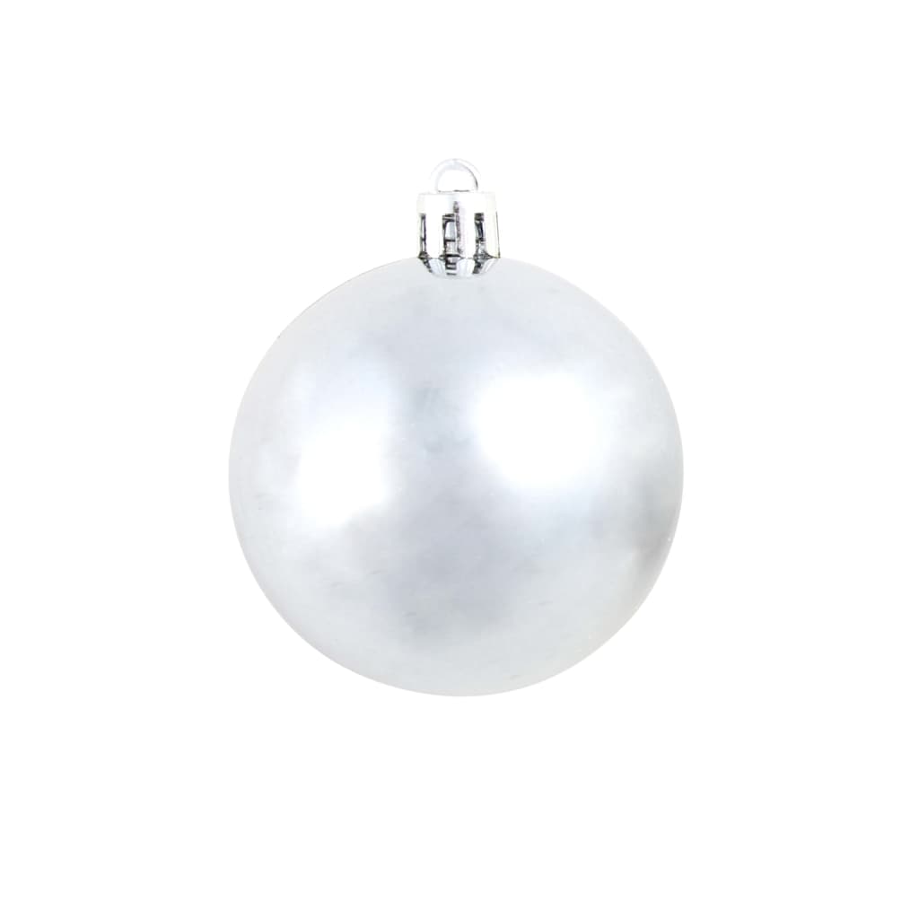 100 Piece Christmas Ball Set 3/4/6 cm White/Grey - OLBRIT