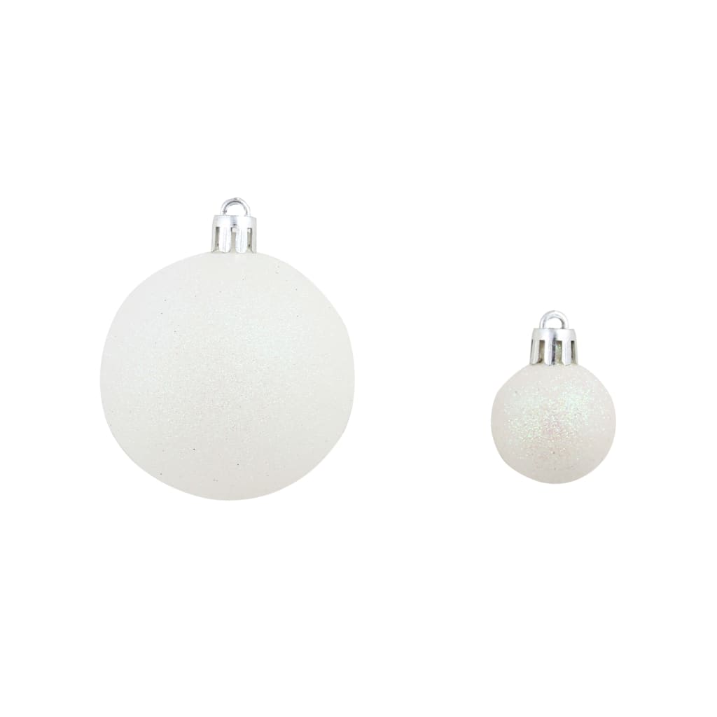 100 Piece Christmas Ball Set 3/4/6 cm White/Grey - OLBRIT