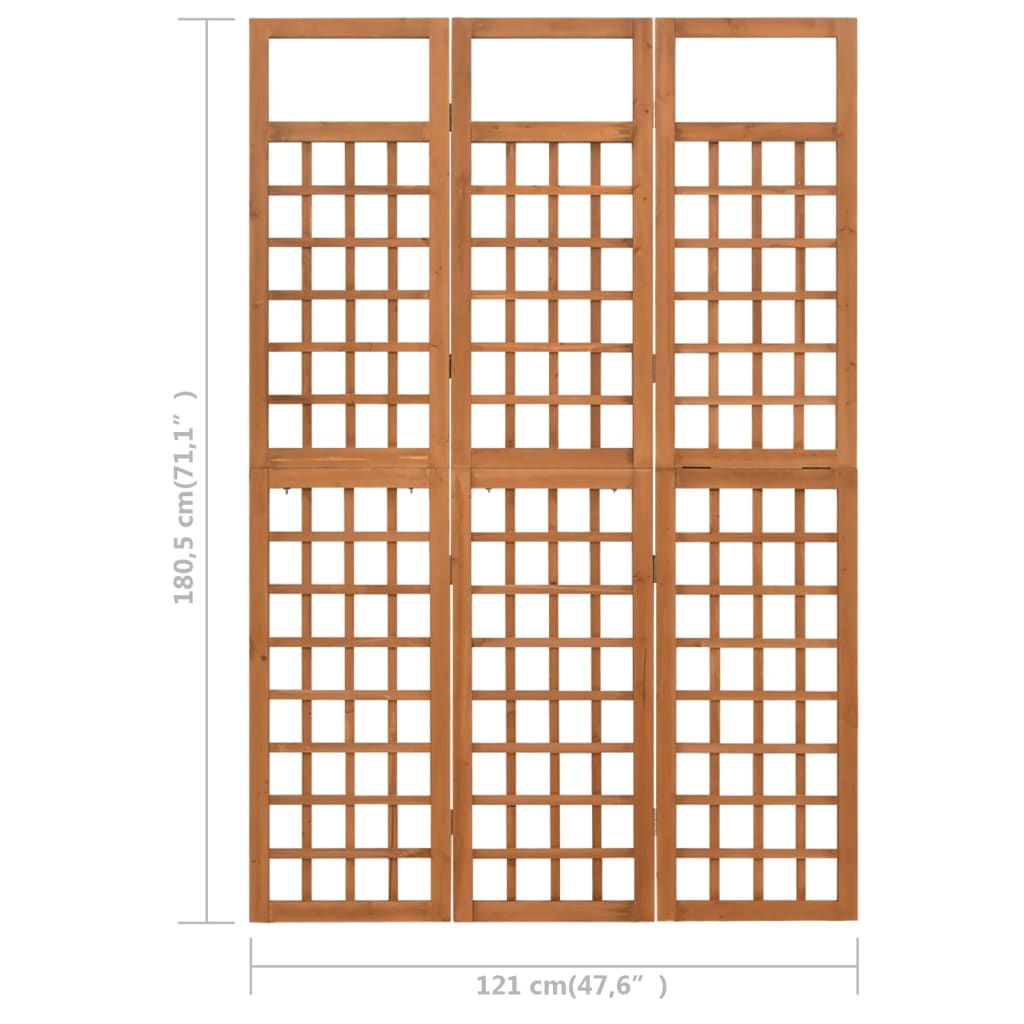 3-Panel Room Divider/Trellis Solid Fir Wood 121x180.5 cm - OLBRIT