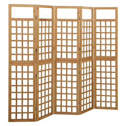5-Panel Room Divider/Trellis Solid Fir Wood 201.5x180 cm - OLBRIT