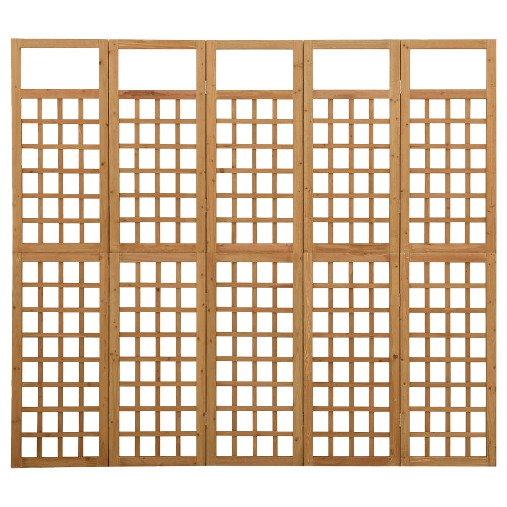 5-Panel Room Divider/Trellis Solid Fir Wood 201.5x180 cm - OLBRIT