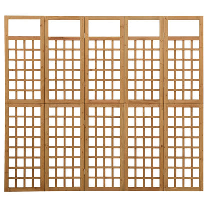 5-Panel Room Divider/Trellis Solid Fir Wood 201.5x180 cm - OLBRIT