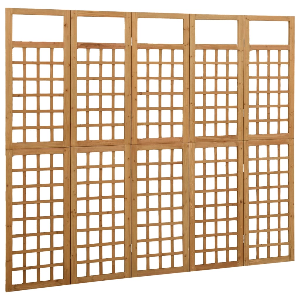 5-Panel Room Divider/Trellis Solid Fir Wood 201.5x180 cm - OLBRIT