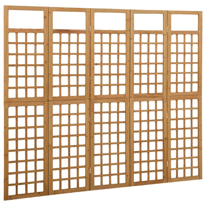 5-Panel Room Divider/Trellis Solid Fir Wood 201.5x180 cm - OLBRIT
