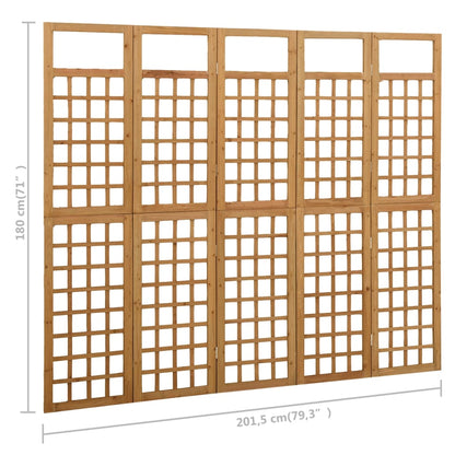 5-Panel Room Divider/Trellis Solid Fir Wood 201.5x180 cm - OLBRIT