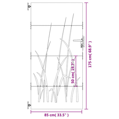 Garden Gate 85x175 cm Corten Steel Grass Design - OLBRIT