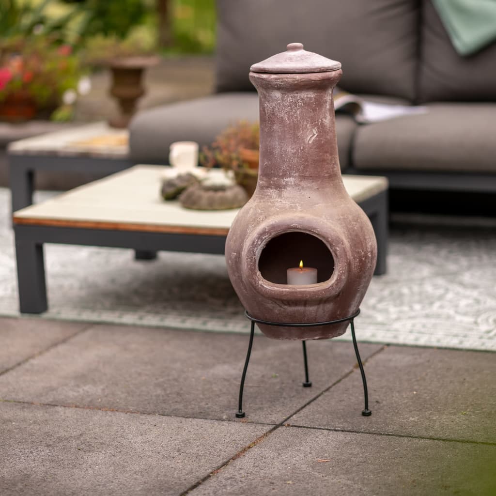 Fireplace Salamanca Dark Red 36x36x85 cm Clay - OLBRIT