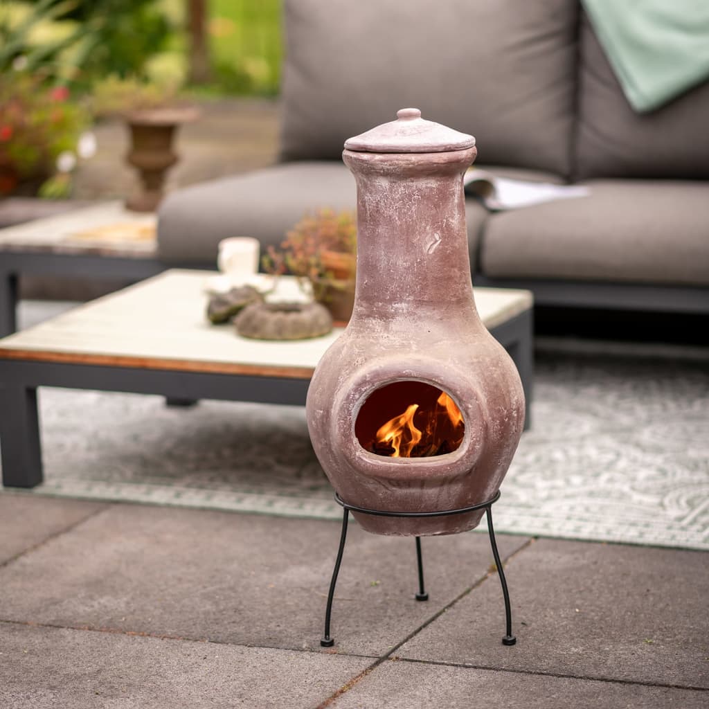 Fireplace Salamanca Dark Red 36x36x85 cm Clay - OLBRIT