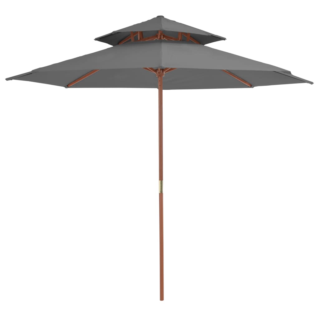 Double Decker Umbrella with Wooden Pole 270 cm - OLBRIT