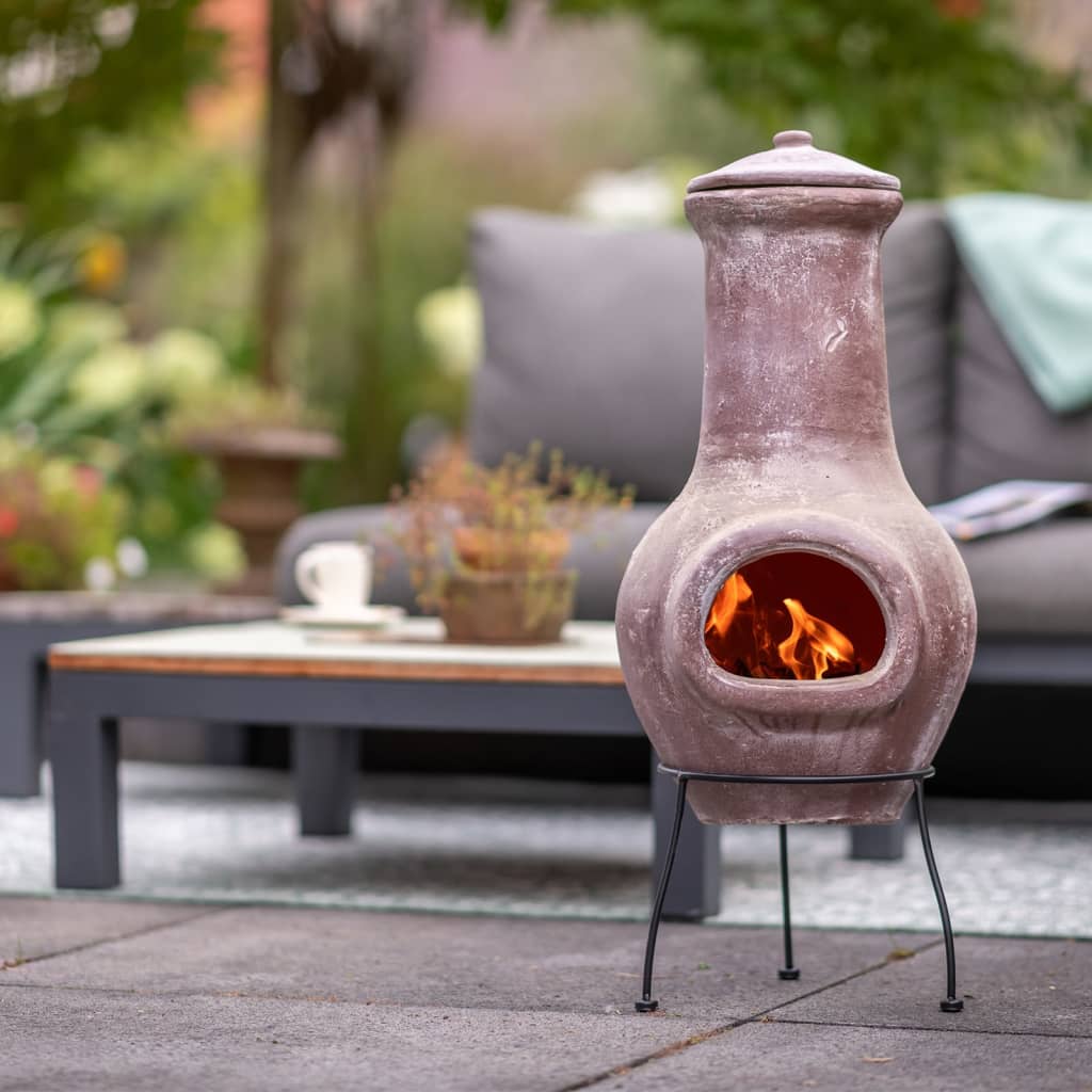 Fireplace Salamanca Dark Red 36x36x85 cm Clay - OLBRIT