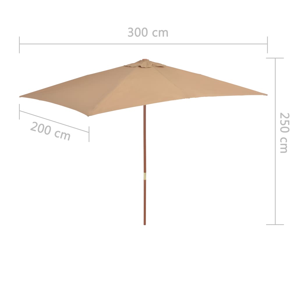 Outdoor Umbrella with Wooden Pole 200x300 cm - OLBRIT