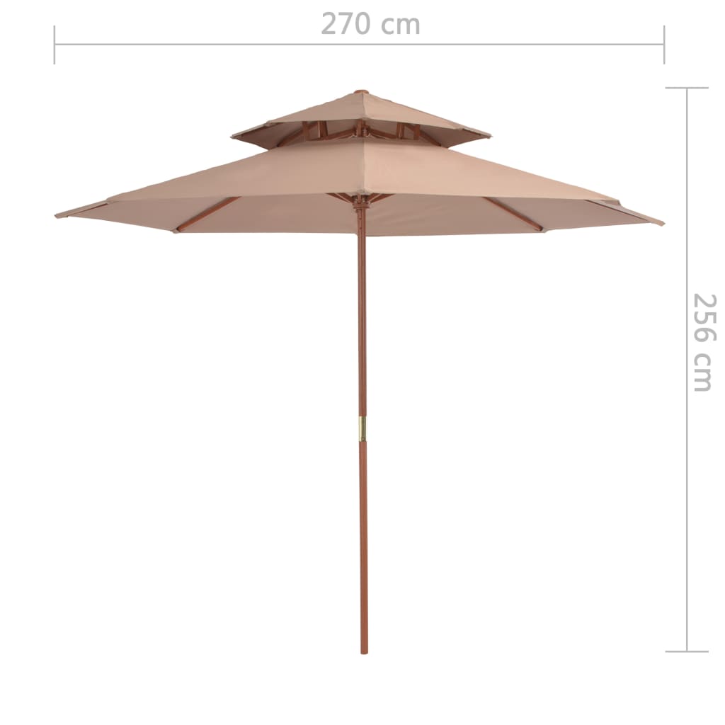 Double Decker Umbrella with Wooden Pole 270 cm - OLBRIT