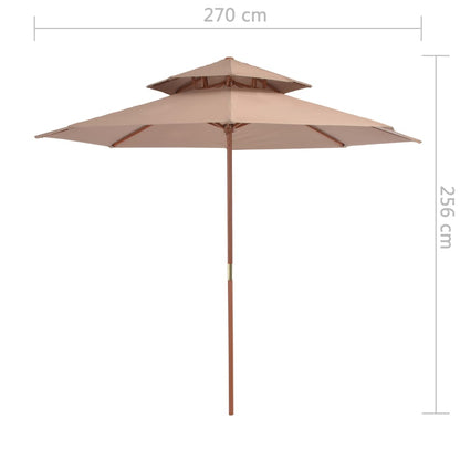Double Decker Umbrella with Wooden Pole 270 cm - OLBRIT
