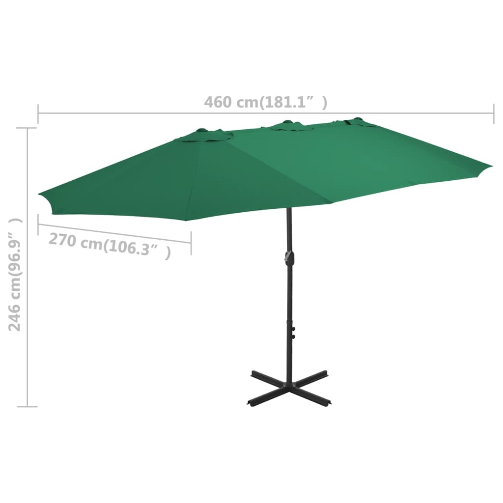 Outdoor Parasol Umbrella with Aluminium Pole 460x270 cm - OLBRIT