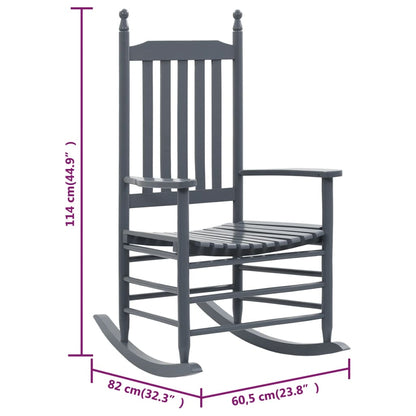 Rocking Chair with Curved Seat Grey Poplar Wood - OLBRIT