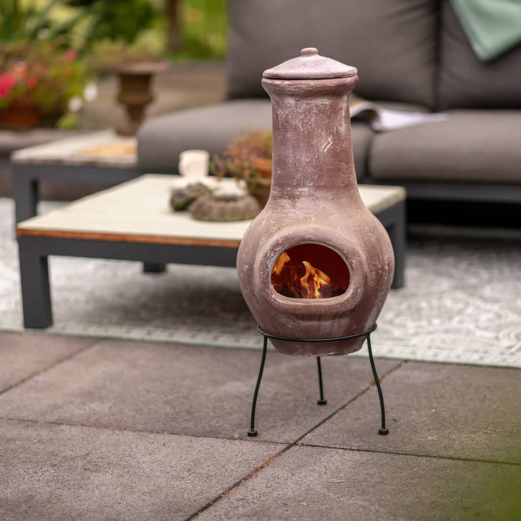 Fireplace Salamanca Dark Red 36x36x85 cm Clay - OLBRIT